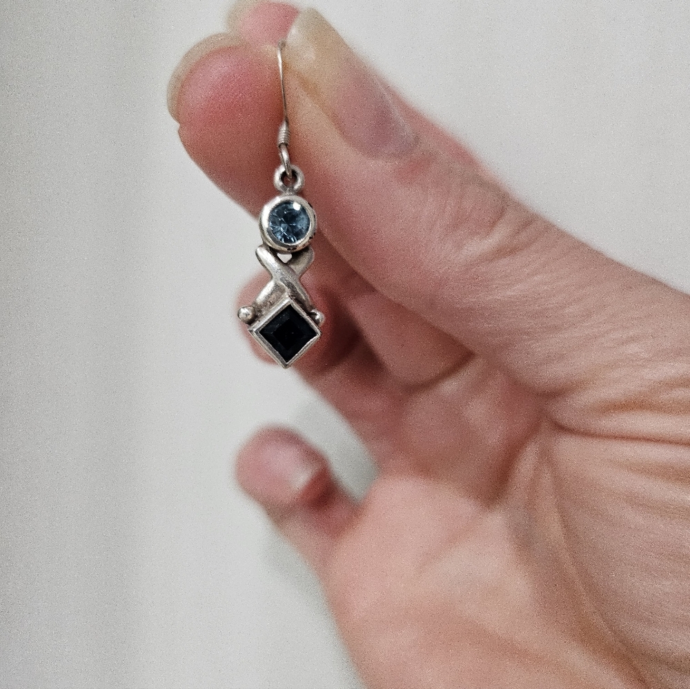 Sterling Silver Blue Crystal Drop Earrings
